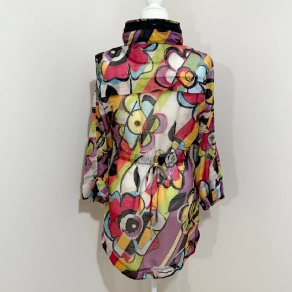 Luii Anthropologie Colorful Lightweight Hooded Zip Jacket Size M - Picture 3 of 9